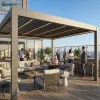 Outdoor Factory Wholesale Aluminum Gazebo Garden Pavilion Pergola Powder Coated LED Windproof Backyard