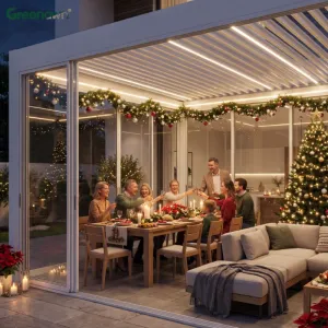 Outdoor Pergola Aluminum Motorized Louver Bioclimatic Pergola Garden