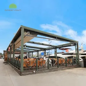 Outdoor Restaurant Cover Aluminium Retractable Roof PVC Pergola Awning
