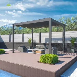 Outdoor Spa Remote Controlled Operable Patio Pergola Aluminium Composite Garden Pergola Kit