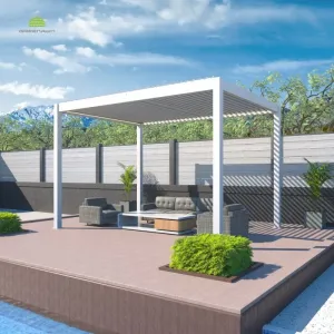 Outdoor Waterproof Motorised Pergola DIY Adjustable Aluminum Pergolas Louver Roof