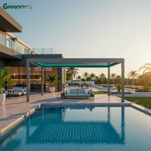 Pergola Aluminium Bioclimatic Pergola 4x3 Motorized Louvre Roof Patio Waterproof Pergola Aluminium Outdoor