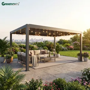 Pergola De Aluminio Para Exteriores Modern Design Waterproof Louvered Roof Gazebo for Spanish Market Luxury Villa Garden