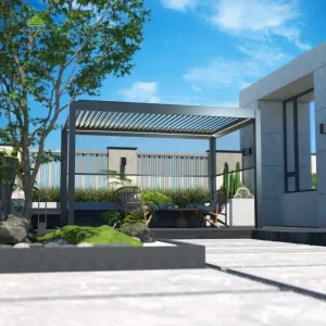 Remote Control Aluminium Outdoor Garden Terrace Roof Sun Waterproof Louvre Pergola
