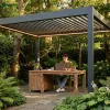 Retractable Luxury Antique Aluminum Bioclimatic Louvre Roof Pergola with Windproof Design for 3x3m Garden Outdoor Space