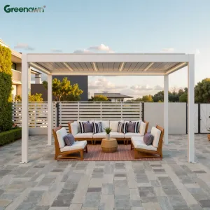 Roof Outdoor Waterproof Aluminum Modern Gazebo Aluminum Louvres Patio Remote Controls Pergola Motorized Roof Pergola