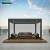 Small Patio Garden Louver with Retractable Sunshade Canopy 13ft Metal Outdoor Pergola Aluminium Gazebos Outdoor Pavilion 3x3m