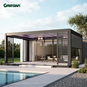 Small Patio Garden Retractable Louver Sunshade Canopy Outdoor Pergola Aluminium Gazebos Outdoor Pavilion