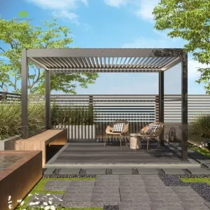 Waterproof Patio Roof Design Outdoor Ventilation Motorized Electric Louvre Roof Pergola Shade