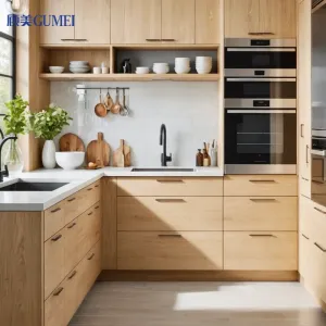 Assemble Cuisine Complete Wooden Kitchen Furniture Kitchen Cabinets Set With Storage Island and Counter