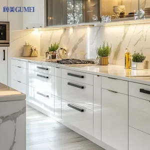 Custom Full House Wood Furnitures Make High Gloss Modern Lacquer Kitchen Cabinet