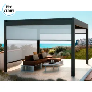 Custom Modern Motorized Aluminium Pergola Garden Opening Louvred Pergola Roof Bioclimatic Outdoor Garden Aluminium Pergola