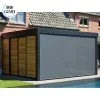 Customized Garden Pavilion Waterproof Louvered Pergola Roof System Aluminum Pergola With Louvers LED Lights