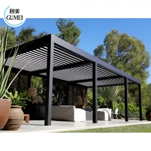 Customized Luxury Garden Pergola Sets Aluminium Electric Louvre Pergola Terrace Outdoor Furniture