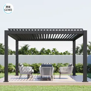 Customized Motorized Aluminum Outdoor Pergola Adjustable Garden Pergola With Shutters Roof