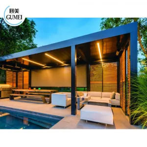 Customized Pergola Waterproof Motorised Automatic Louvre Roof Outdoor Aluminium Pergola