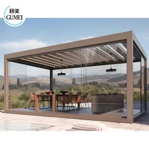 Customized Waterproof Bioclimatic Pergola Aluminum Gazebo Motorized Louvered Pergola