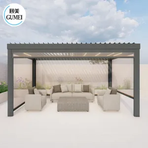 Customized Waterproof Louvered Roof Motorized Aluminium Pergola Aluminum Motorized Outdoor Pergola