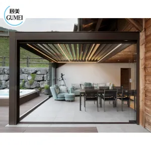 Customized Waterproof Pergola Aluminum Louvered Roof Cover Motorized Outdoor Pergola Garden Metal Gazebo