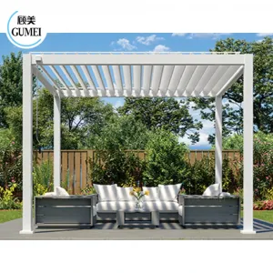 Eco Friendly Grey Motorized Opening Louvre Roof Pergula Style with Side Blinds