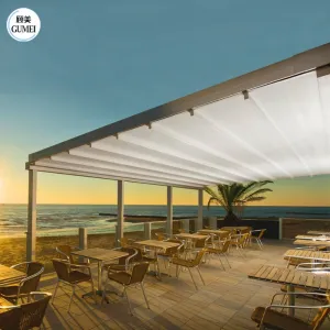 Factory Price Big Roof Cover Retractable Roof Gazebo Aluminium Outdoor PVC Waterproof Fabric Motorized Waterproof Pergola