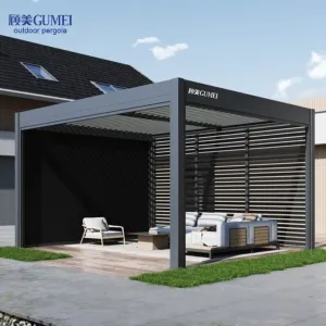 Factory Wholesale OEM Outdoor Aluminium Aluminum Louvered Pergola Motorized Electric Retractable Waterproof Roof Metal Garden