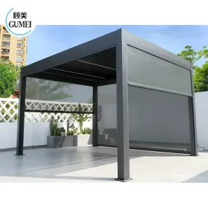 Gumei Customized Adjustable Outdoor Aluminum Pergola Gazebo Waterproof Louvered Roof Motorized Aluminium Pergola