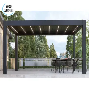 Gumei Garden Building Louver Gazebo Pergola Bioclimatic Roof 3x3m 3x4m Waterproof Outdoor Motorized Louvered Aluminum Pergola