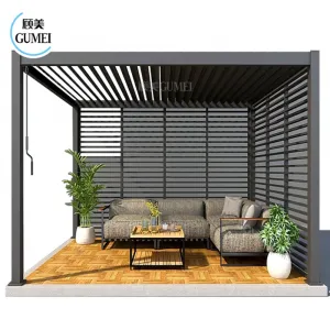 Gumei Manual Waterproof Aluminum Bioclimatique Roof Louver Rainproof Louver Pergola Aluminium Outdoor