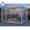 Gumei Modern Aluminum Pergola Canopy Electric Curtain Roof Waterproof Bioclimatic Outdoor Motorized Patio Aluminium Pergola