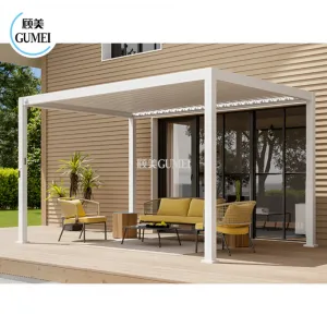 Gumei Motorised Manual Outdoor Gazebo Pergola for Sunshade Outside Louvre Roof Bioclimatic Aluminium Modern No Plastic