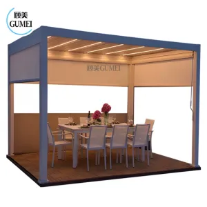 Gumei Waterproof Gazebo Patio Swimming Pool Manual Motorized Louvered Gazebo Pergolas Aluminum Outdoor