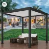 GumeiTec Motorized Gray Awning Aluminum Rainproof Sun Shade Garden Shed Patio Louvered Roof Pergola Kits