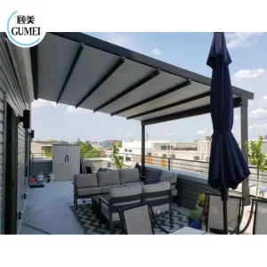 Easily Assembled Aluminum Gazebo Motorized Retractable Awning Pergola Outdoor Folding Retractable Roof