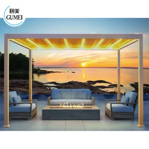 Garden Building Motorized Louvered Roof Gazebo 3x3m 3x4m Waterproof Bioclimatic Outdoor Aluminum Pergola