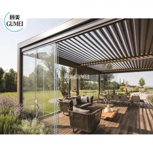 Modern Outdoor Pergola Aluminum Waterproof Louvered Roof Motorised Bioclimatic Pergola for Sunshade