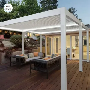 Hot Sale Outdoor Aluminum Pergola Waterproof Gazebo 2x4 With Remote Control System and LED Light for Garden Living