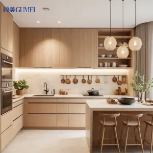 Luxury Designs Melamine Shaker Kitchen Furniture Wall Glass Door Cabinet of Kitchen Hanging Cabinets
