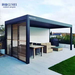 Luxury Modern Outdoor Aluminium Aluminum Bioclimatic Pergola Gazebo Motorized Waterproof Louvered Roof Garden