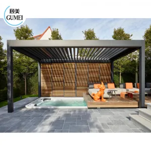 Luxury Pergola Outdoor Louvre Roof Pergola Garden Awning With Lighting