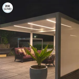 Modern Aluminum Motorized Waterproof Louvred Pergola Garden Aluminium Pergola With Led Light Outdoor Pergola Gazebo