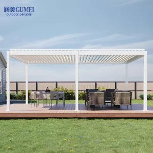 Modern Bioclimatic Aluminum Pergolas Electric Motorized Louvred Patio Systems Outdoor Waterproof Adjustable Louvered Roof Gazebo