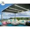 Modern Bioclimatic Pergola with Motorized Louvered Retractable Roof Waterproof Metal Black Sustainable Patio Party