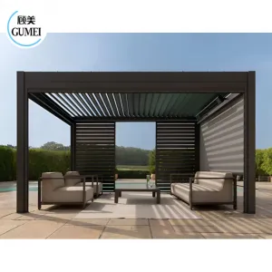 Modern Outdoor Waterproof Sun Awning Louvres Aluminium Pergola Outdoor Motorized Roof Bioclimatic Pergola