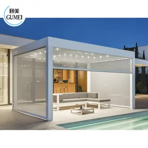 Modern Waterproof Outdoor Pergola Motorized Aluminium Louvered With Led Light Custom Garden Bioclimatic Pergola