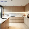 Modular Minimalist Style Ready-to-install Integrated Design Smart Wooden Countertop Kitchen Cabinets with Storage Island
