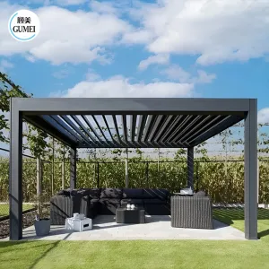 Motorised Outdoor Aluminum Pergola Modern Aluminium Louvre Roof Bioclimatic Pergola for Sunshade Gazebo