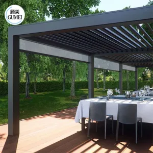 New Design Outdoor Waterproof Louver Roof System Bioclimatic Aluminium Pergola Sun Shade Aluminum Pergola