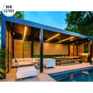 2024 New Gray Awning Outdoor Pergola Waterproof Aluminum Cover Arches Arbours Pergolas