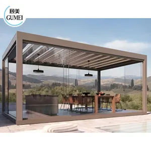 OEM Factory Modern Patio Waterproof Bioclimatic Aluminium Pergola Motorized Louver Roof Outdoor Aluminum Louver Pergola